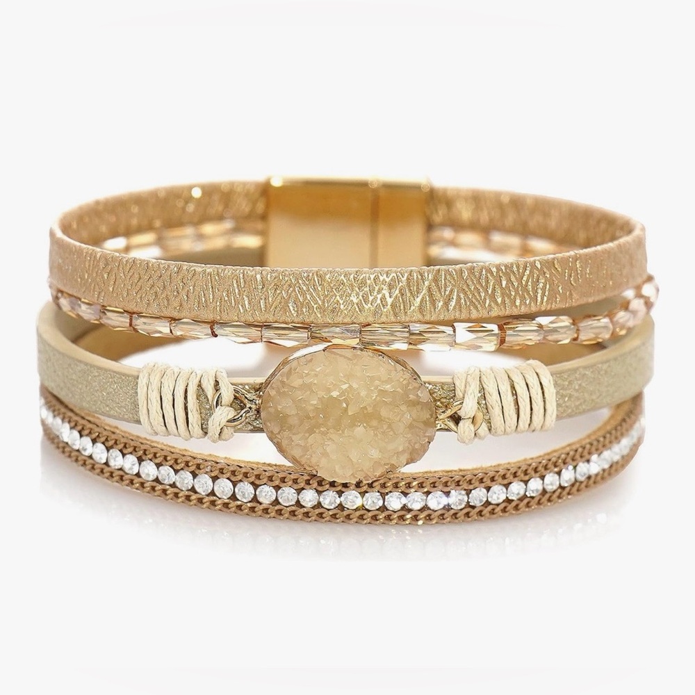 Layered Wrap Bracelet Multilayered with Magnetic Clasp - Picture 2 of 9